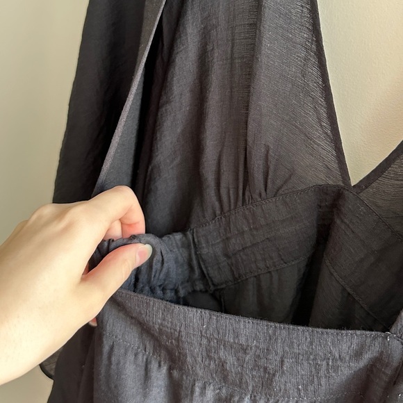 roberio sampaio Black Flutter Sleeve Linen Dress, Black Beach Coverup - Picture 14 of 16